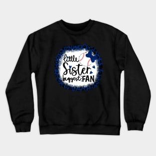 Baseball Little Sister Biggest Fan   Leopard Baseball Sister Crewneck Sweatshirt